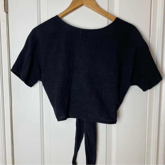 Princess Polly Black Tie-Front Crop Top M - Picture 3 of 6